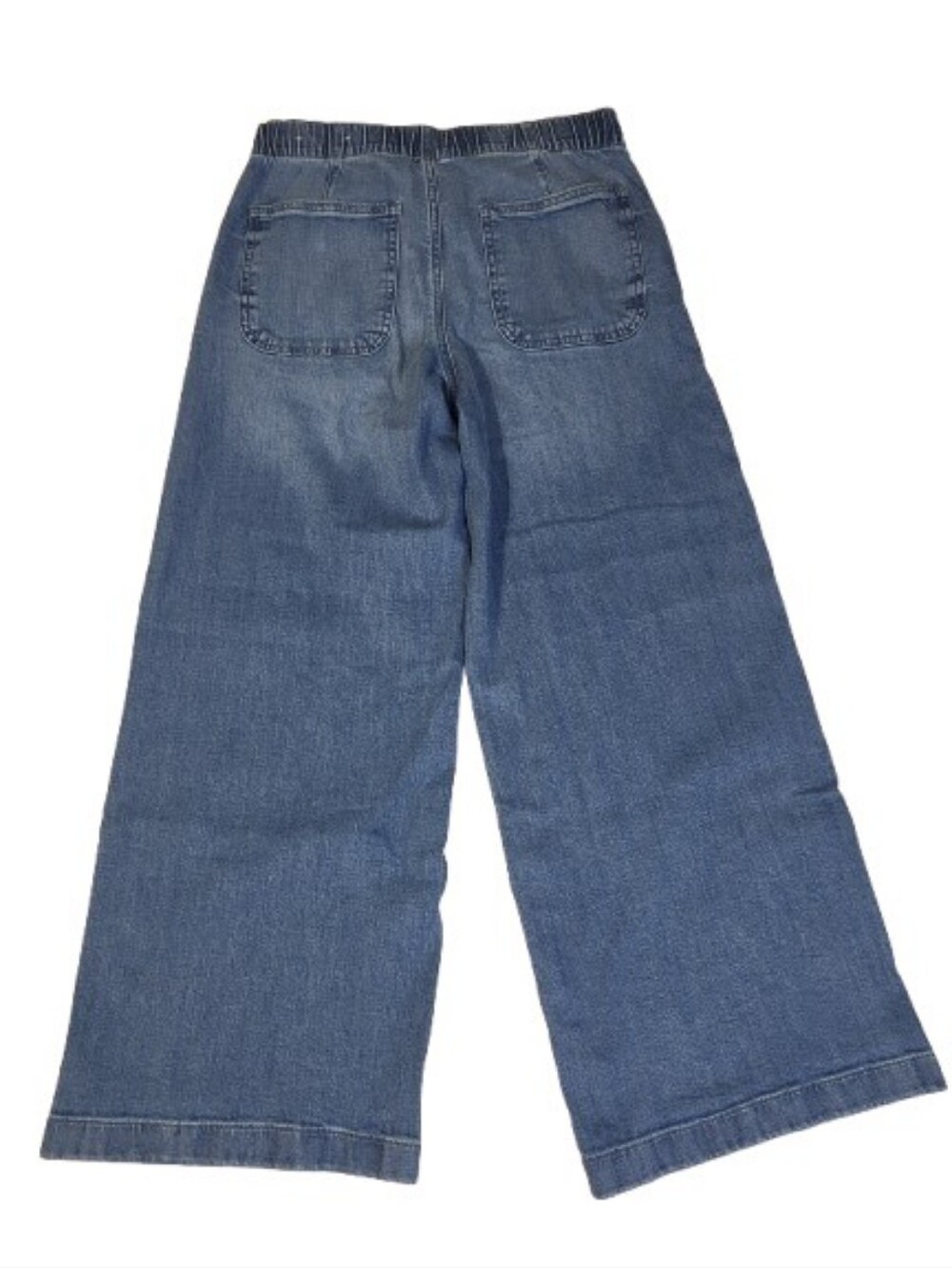 American Eagle Wide Leg Drawstring Pants Jeans Elastic Waist Button XS Short - Picture 2 of 11